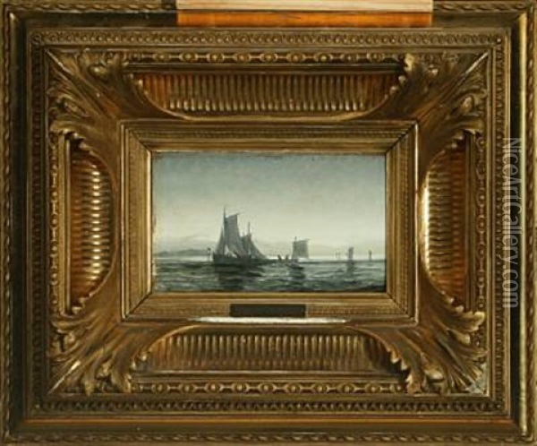 Fishing Boats In The Channel Oil Painting - Daniel Hermann Anton Melbye