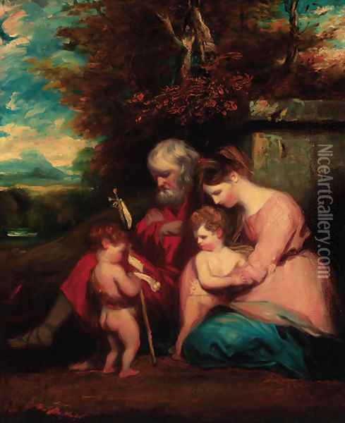 The Holy Family with the Infant Saint John the Baptist Oil Painting - Sir Joshua Reynolds