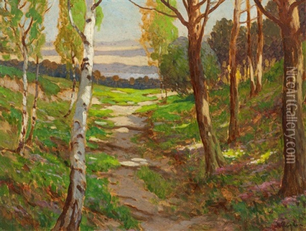 Landschaft Im Dars Oil Painting - Max Hunten