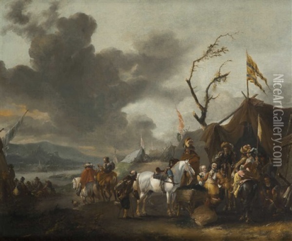 Campement Militaire Oil Painting - Pieter Wouwerman