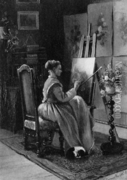 Malerin Im Atelier Oil Painting - Pietronella Peters
