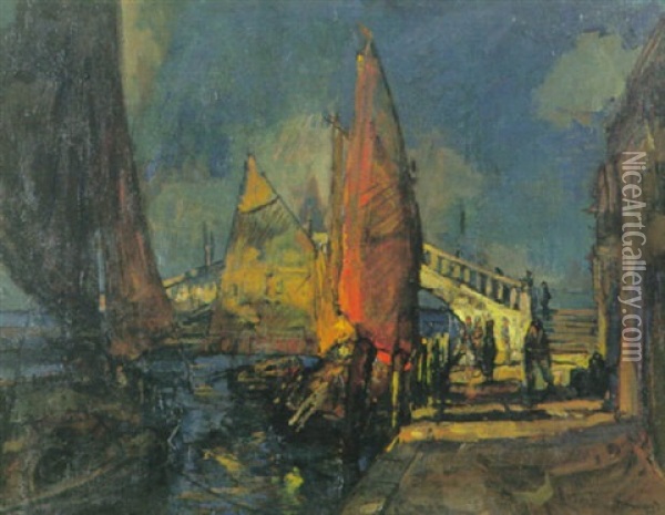 Ponte Vigo (chioggia) Oil Painting - Theodor Hummel