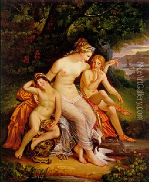 Venus, Cupid And The Young Bacchus Oil Painting - Paul Claude Michel Le Carpentier