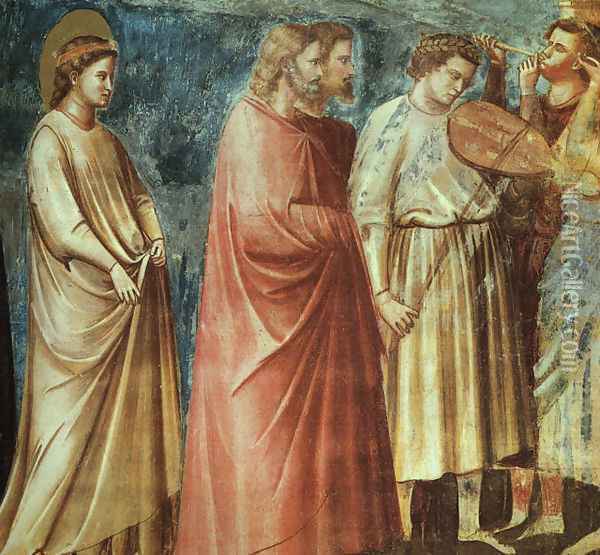 No. 12 Scenes from the Life of the Virgin- 6. Wedding Procession (detail 1) 1304-06 Oil Painting - Giotto Di Bondone
