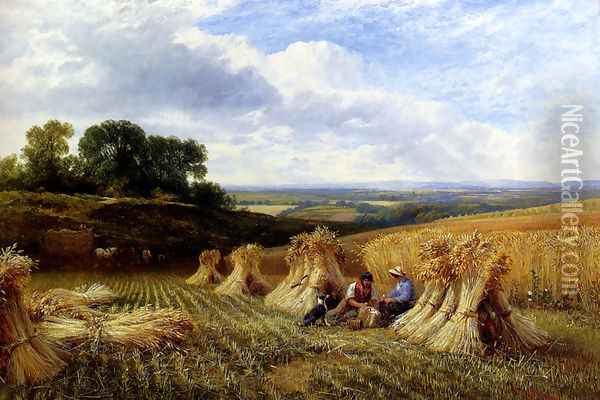 Harvest Field Oil Painting - George Cole, Snr.