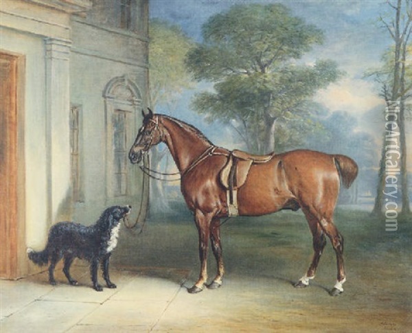 Outside Allington Hall Oil Painting - John E. Ferneley
