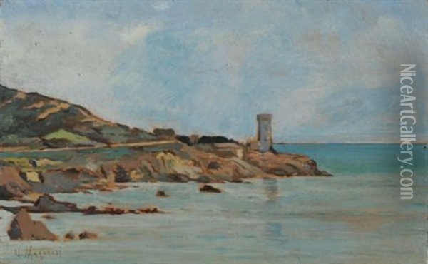 Veduta Torre Di Livorno Oil Painting - Ugo Manaresi