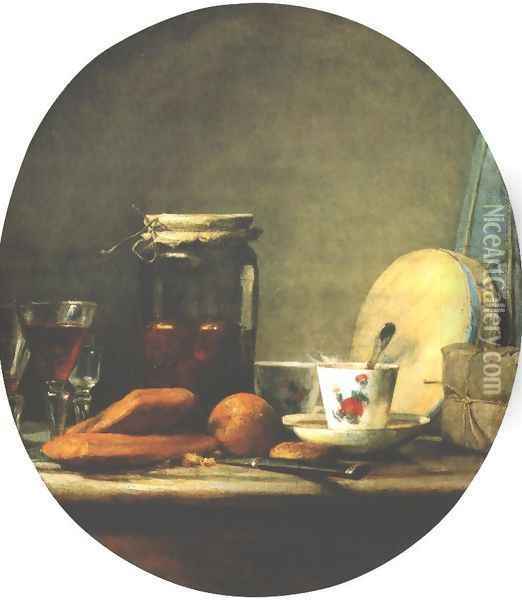 Jar of Apricots, 1758 Oil Painting - Jean-Baptiste-Simeon Chardin
