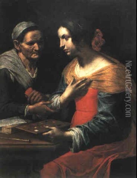 Pittrice E Vecchia Oil Painting - Giovanni Martinelli
