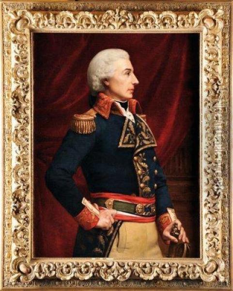 Portrait De Gilbert Du Motier Marquis De La Fayette En Generaldurant La Revolution Francaise. Oil Painting - Maxime Faivre