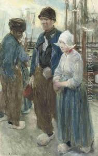 On The Quay, Volendam Oil Painting - Paul, Paulus Philip. Rink