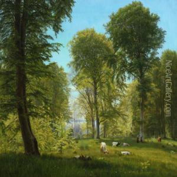 In The Forest At Summertime Oil Painting - Christian Zacho