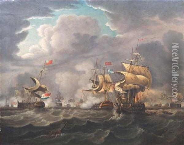 The Battle Ofcamperdown Oil Painting - Richard Westall