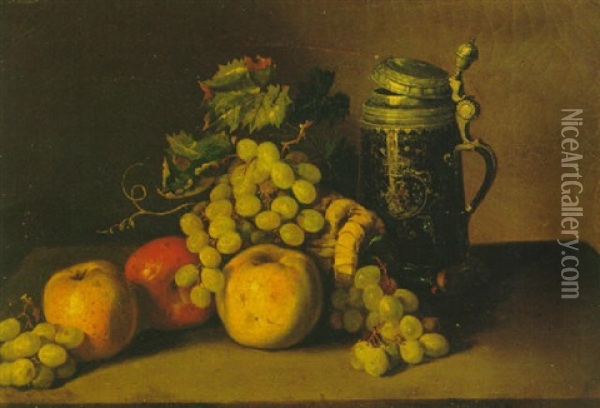 Still Life With Fruit And Tankard Oil Painting - Joseph Biays Ord