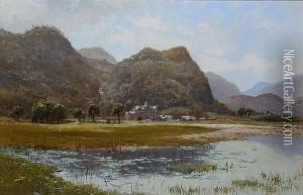 A Lakeland Landscape, With Country House, Probably In The Lake District Oil Painting - Edward Henry Holder