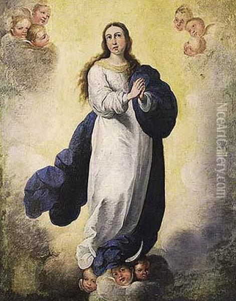 Inmaculada Oil Painting - Ignacio De Ries