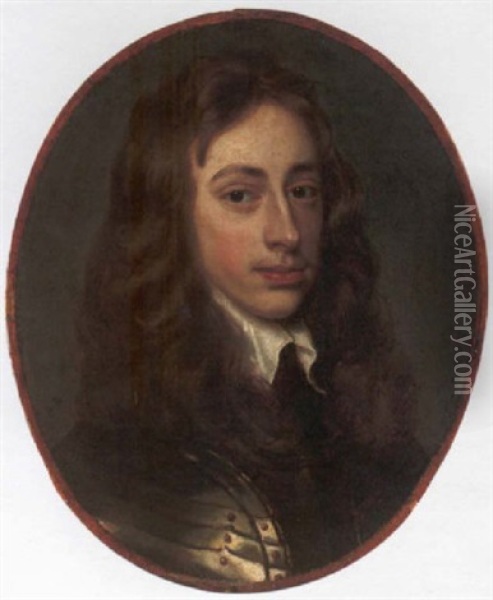 Portrait Of Mr. Hampden Wearing Armour Oil Painting - Samuel Cooper