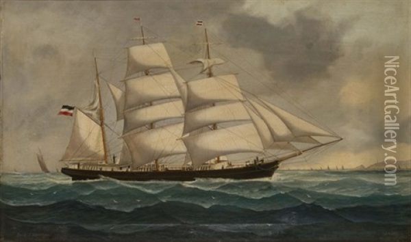 The Barque ~j. Schoentjes~ Captain Ernst Ohle, Oil Painting - John Henry Mohrmann