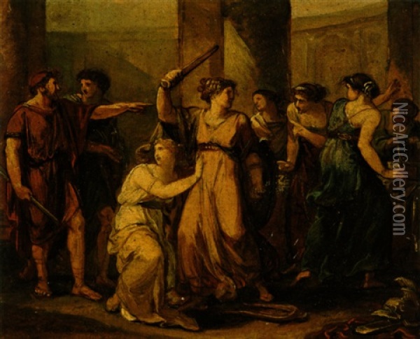 Odysseus Entdeckt Achilles Unter Den Tochtern Des Lykomedes Oil Painting - Angelika Kauffmann