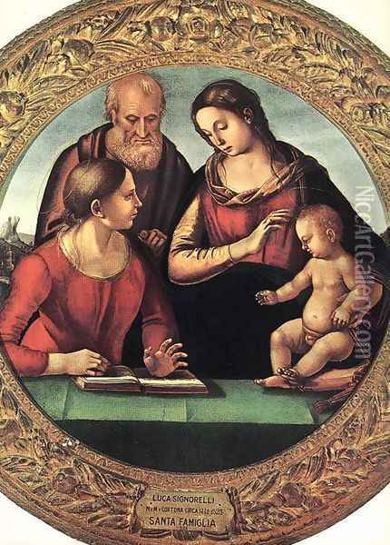 Madonna and Child with St Joseph and Another Saint 1490-92 Oil Painting - Francesco Signorelli