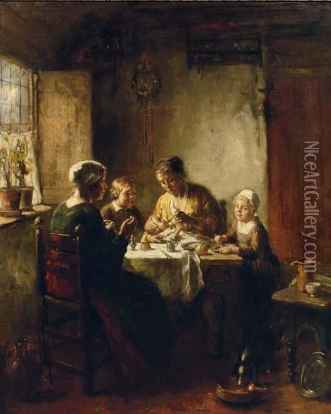 Feeding The Little Ones Oil Painting - Bernard Johann De Hoog