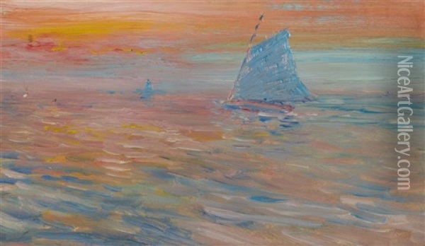 Sunset Sails Oil Painting - John Joseph Enneking
