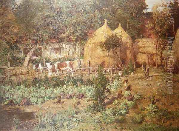 The Haystacks Oil Painting - Isidore Verheyden