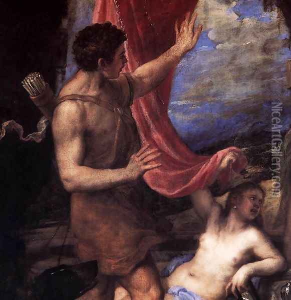 Diana and Actaeon (detail) 2 Oil Painting - Tiziano Vecellio (Titian)