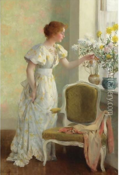 Flowers In The Window Oil Painting - Francis Coates Jones