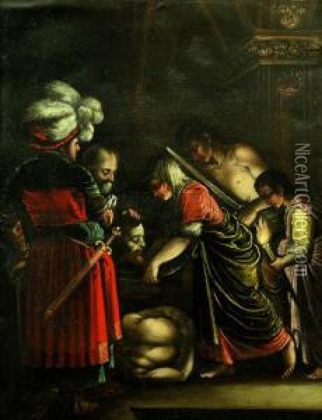 Die Enthauptung Johannes Des Taufers. Oil Painting - Adam Elsheimer