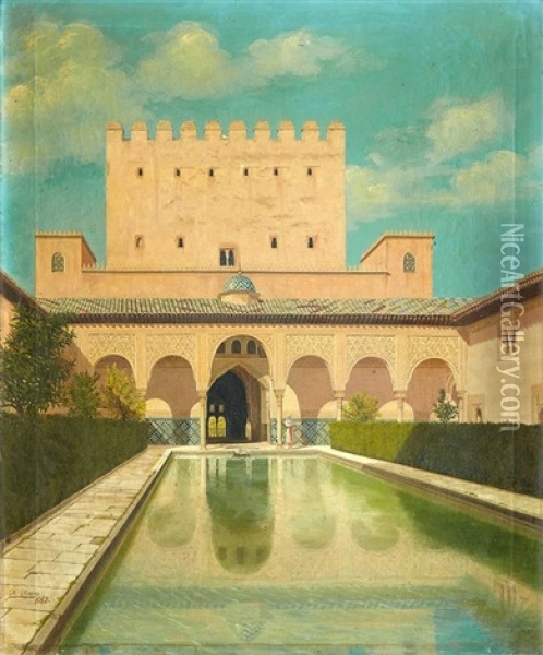 Palacio De Comares En La Alhambra Oil Painting - Matias Moreno