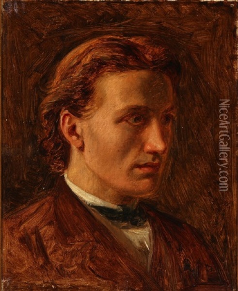 Portrait Of The Danish Priest J. H. Monrad (1848-1903) Oil Painting - Constantin (Carl Christian Constantin) Hansen