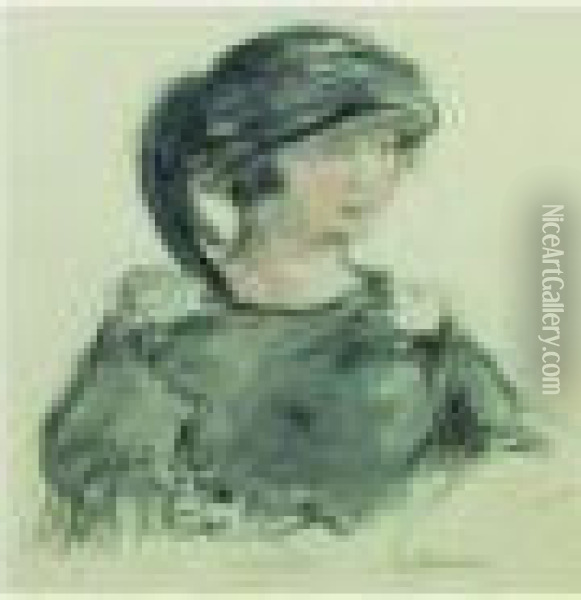 Portrait De Marthe Au Chapeau, Vers 1920-1925 Oil Painting - Henri Lebasque