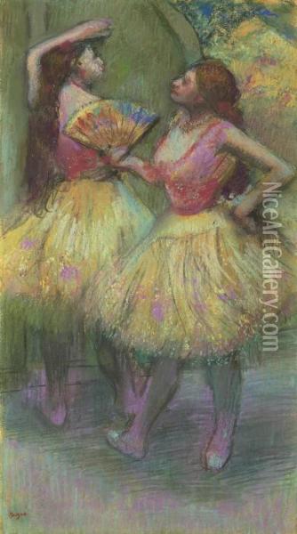 Avant L'entree En Scene (deux Danseuses) Oil Painting - Edgar Degas