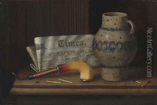 Table Top Still Life with London Times Oil Painting - William Michael Harnett