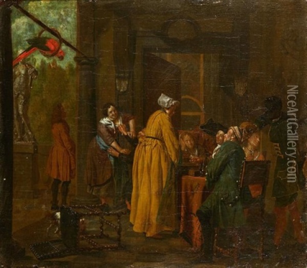 Les Joueurs Dans Un Interieur Oil Painting - Jan Josef Horemans the Elder