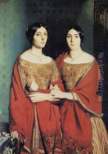 The Artist's Sisters 1843 Oil Painting - Theodore Chasseriau