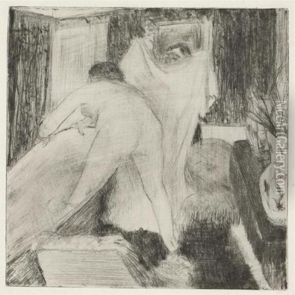La Sortie Du Bain (delteil 36; Reed/shapiro 42) Oil Painting - Edgar Degas