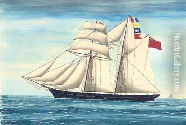 The Jersey schooner Flying Foam Oil Painting - English School