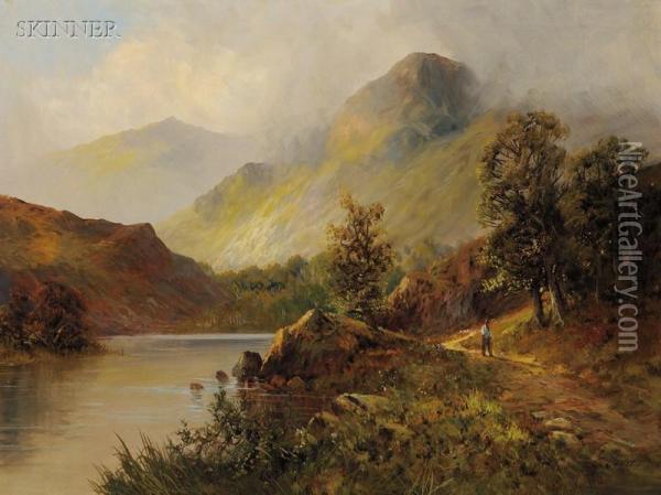 Path By The Shore/a Welsh View Oil Painting - Edward Davies
