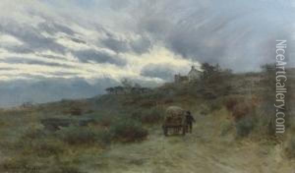 Landschaft Mit Stimmungsvoller Wolkenformation. Oil Painting - Werner Wilhelm Gustav Schuch