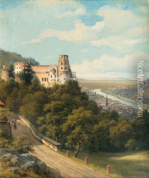 Heidelberg Castle Oil Painting - Georg Emil Libert