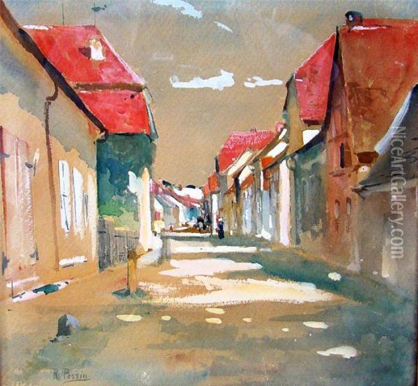 Sommerliche Dorfstrase Oil Painting - Rudolf Possin