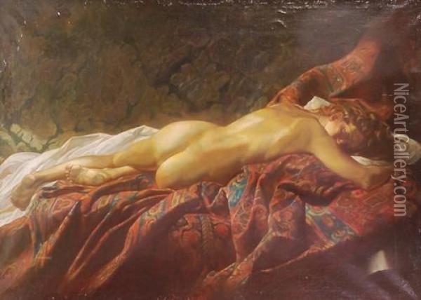 Nudo Di Donna Sdraiata Oil Painting - Cesare Laurenti