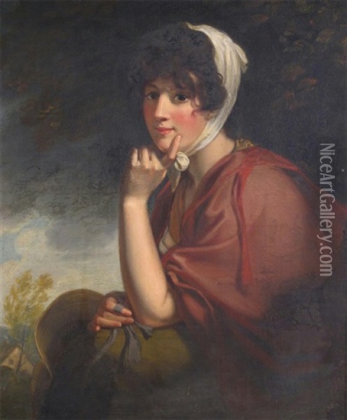 A Country Girl Oil Painting - Samuel Woodford