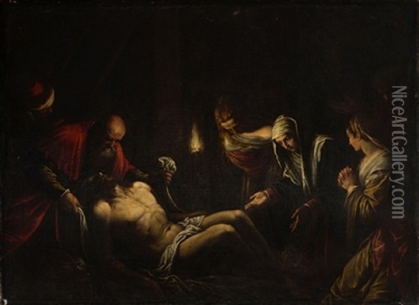 Llanto Ante El Cuerpo De Cristo Oil Painting - Jacopo dal Ponte Bassano