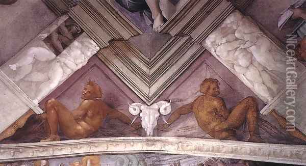 Bronze nudes 4 Oil Painting - Michelangelo Buonarroti