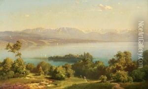 Am Ostufer Des Starnberger
 Sees. Oil Painting - Friedrich Bamberger