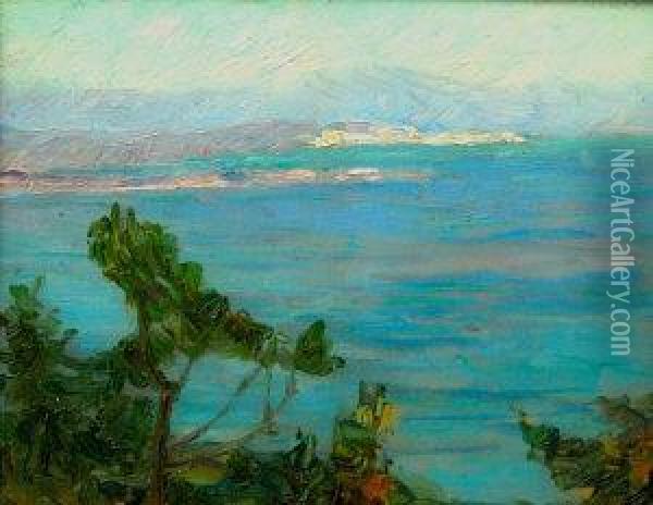 View Along A Mediterranean Coast Oil Painting - Konstantinos Maleas
