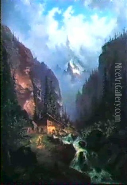 Muhle Im Hochgebirge Oil Painting - Wilhelm Beurlin